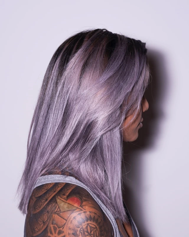 Long hair dyed purple