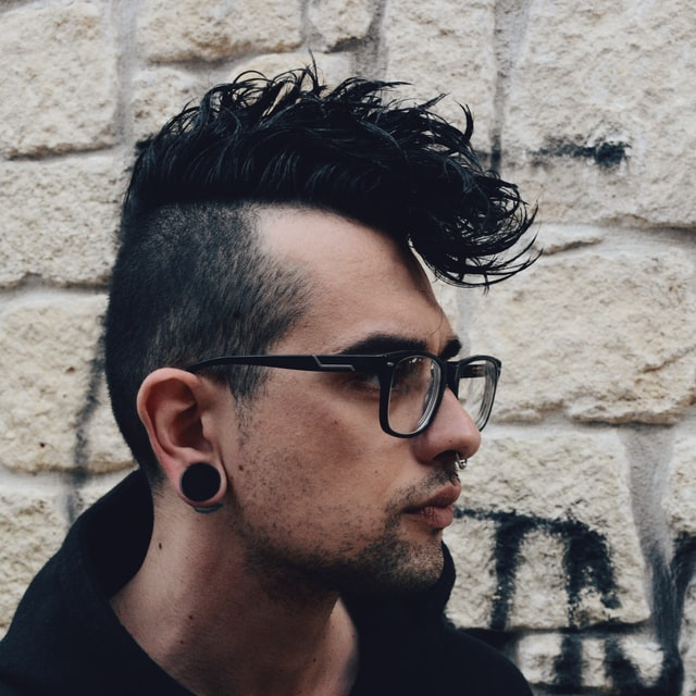 Male customer with messy styled mohawk