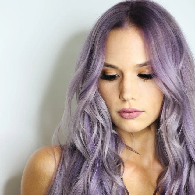 Long purple colored hair